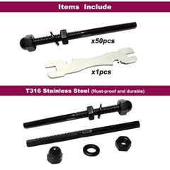 50X T316 Black Stainless Steel Hand Swage Tensioner for 3/16” Cable Railing
