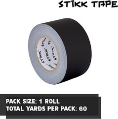 4″ x 60 Yard 96mm x 55 m 11 mil STIKK Black Gaffers Tape No Residue Cloth Matte