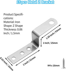 Metal Z Bracket 1 Inch / 25Mm, 15Pcs | Picture Frame Brace Bracket, Z Angle Brac