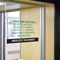 Horizontal Vinyl Stickers Single Sort Recycling Absolutely No Garbage! Security