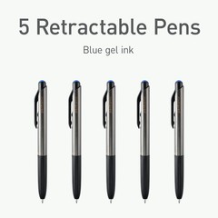 Pentonic G-RT Retractable Gel Pens, 5 Count, Blue 1 Count (Pack of 5),