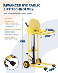 Material Lift Winch Stacker, Hydraulic Lift Table Cart 440 Lbs , 36″ Lift Height
