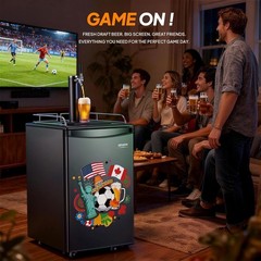 Full Size 5.4 Cu.Ft, Beer Kegerator with CO2 Tank Included, Draft Beer Dispenser