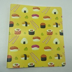 Kawaii Sushi Yellow Binder 1 in, Fashon Binder Pen Gear-School Supply Lot of 4