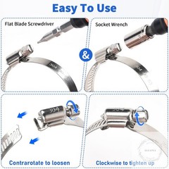 Hose Clamp 10 Pieces 2.5 Inch Stainless Steel Hose Clamps for 1 1/2 Inch to 2 1/