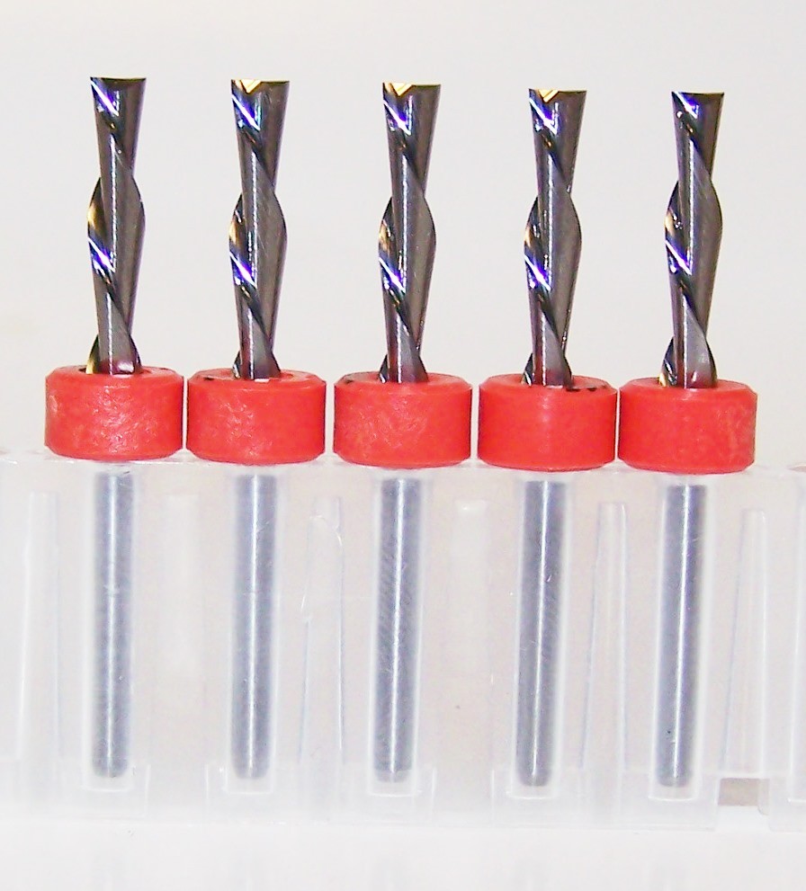 (5) 1/8″(.1250″) CARBIDE DOWN CUT END MILLS 2 FLUTE SOFT PLASTIC 1650.1250.500