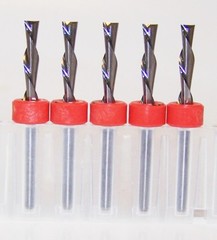 (5) 1/8″(.1250″) CARBIDE DOWN CUT END MILLS 2 FLUTE SOFT PLASTIC 1650.1250.500