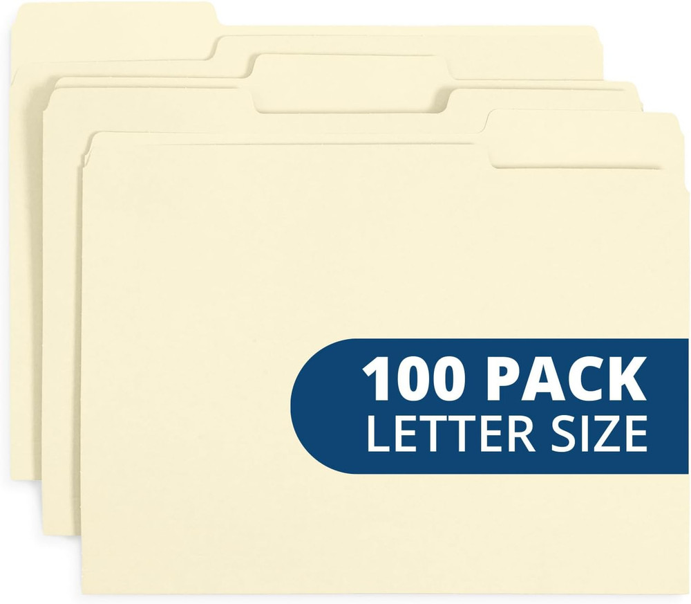 Manilla File Folders 8.5 x 11, 1/3 Cut Tab, Letter Size Vanilla folders, Great f