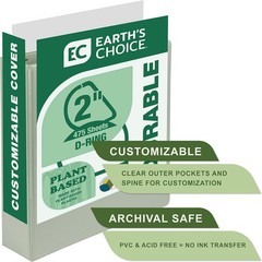 Plant-Based 2 Inch D-Ring View Binder Eco-Friendly Sage Green 2 Pack