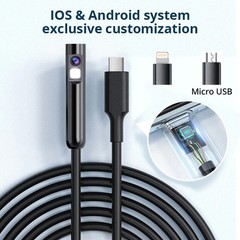 1920P HD Endoscope Borescope 8mm Inspection Snake Camera for iPhone Android iOS