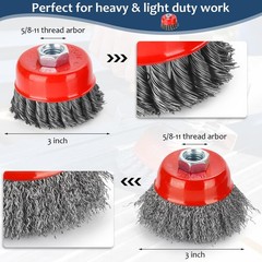 6PCS Wire Wheel Brush Set for Angle Grinder, 4″ & 3″ Cup Brushes, Rust Removal,