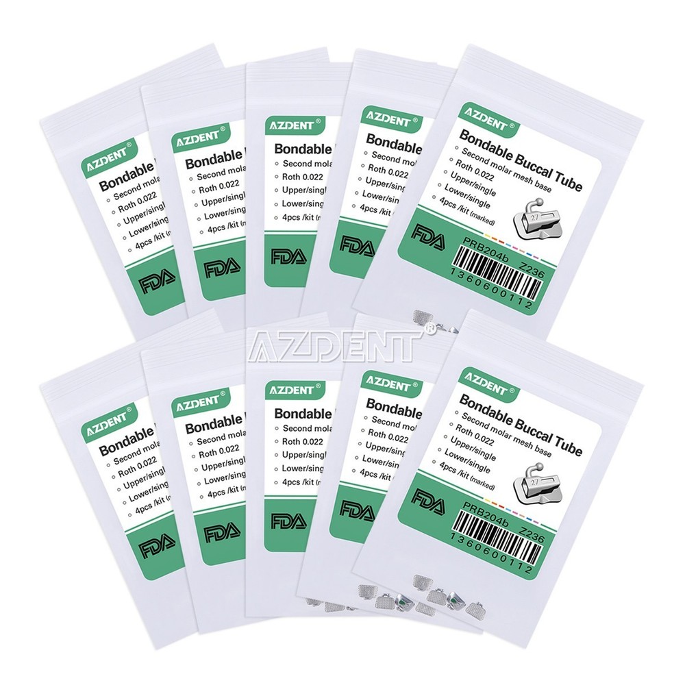 Dental Orthodontic Buccal Tube 1st 2nd Molar MBT/Roth 022/018 Bondable AZDENT