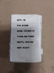 1/4-20 x 1/2″ TAMPER-PRUF, Tamper Resistant Screw, Button Top, Pack of 10