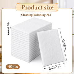 40 PCS White Non Woven Pads, Light Duty Scouring Pad, Abrasive Surface Scrubber,