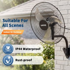 Garvee 20″ Industrial Wall Fan 3 Speed Oscillating 4800 CFM 90° Tilt Heavy Duty