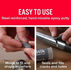 J-B Weld 8267 SteelStik Steel Reinforced Epoxy Putty Stick – 2 oz.
