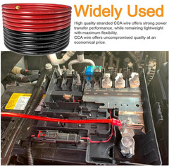 Cable 1/0 CCA 40FT con terminales y tubo termorretráctil 3:1 para batería