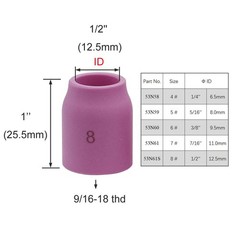 10PK TIG Gas Lens Alumina Nozzle Ceramic Cup 53N61S 8# 8#, Purple