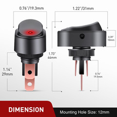 5PCS LED Lighted Rocker Switch 12V Illuminated on off Toggle Switches 30A 3Pin S