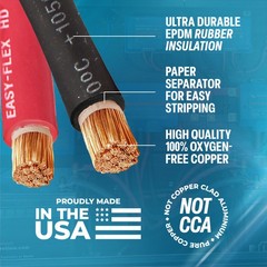 WELDING CABLE 6 AWG 30′ 15′ BLACK 15′ RED FT BATTERY USA NEW Gauge Copper Solar