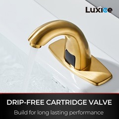 Luxice Brushed Gold Touchless Bathroom – Sensor Battery Opertated