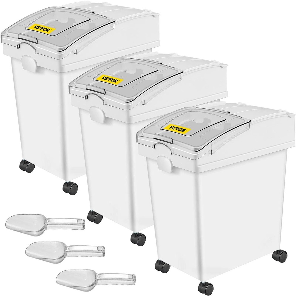 Rice Storage Container, 6.6Gallon/25L x3 Capacity Large Dog Food Dispenser Bin,