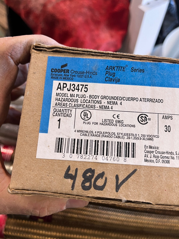 NIB – Crouse Hinds – APJ3475 – Eaton Crouse-Hinds Series Arktite Apj Plug, 30A