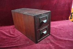 ** ANTIQUE GLOBE WOOD INDEX FILE CABINET TABLETOP RECIPE SCHOOL GENERAL STORE **