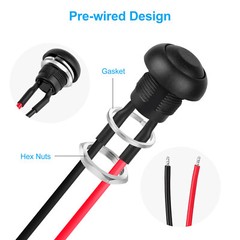 10pcs SPST 12mm Momentary Push Button Switch Waterproof 2 Pin 250V w/ Pre-Wired