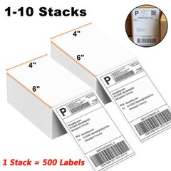 500Labels/Stack 4″ x 6″ Fanfold Direct Thermal Shipping Labels for Zebra & Rollo