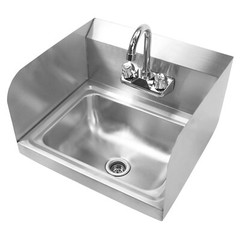 Wall Mount Hand Wash Sink – Commercial Kitchen Stainless Steel w Side Splashes
