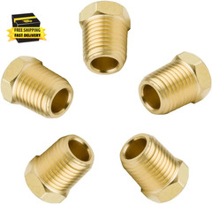 Vis Brass Pipe Fitting, Solid Hex Head Plug, 3/8 Inch Inch NPT Male, Pack of 5 ⭐
