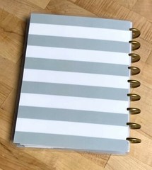 Gray/White Stripes/Heart Front & Back Cover Set made for use with HAPPY Planner