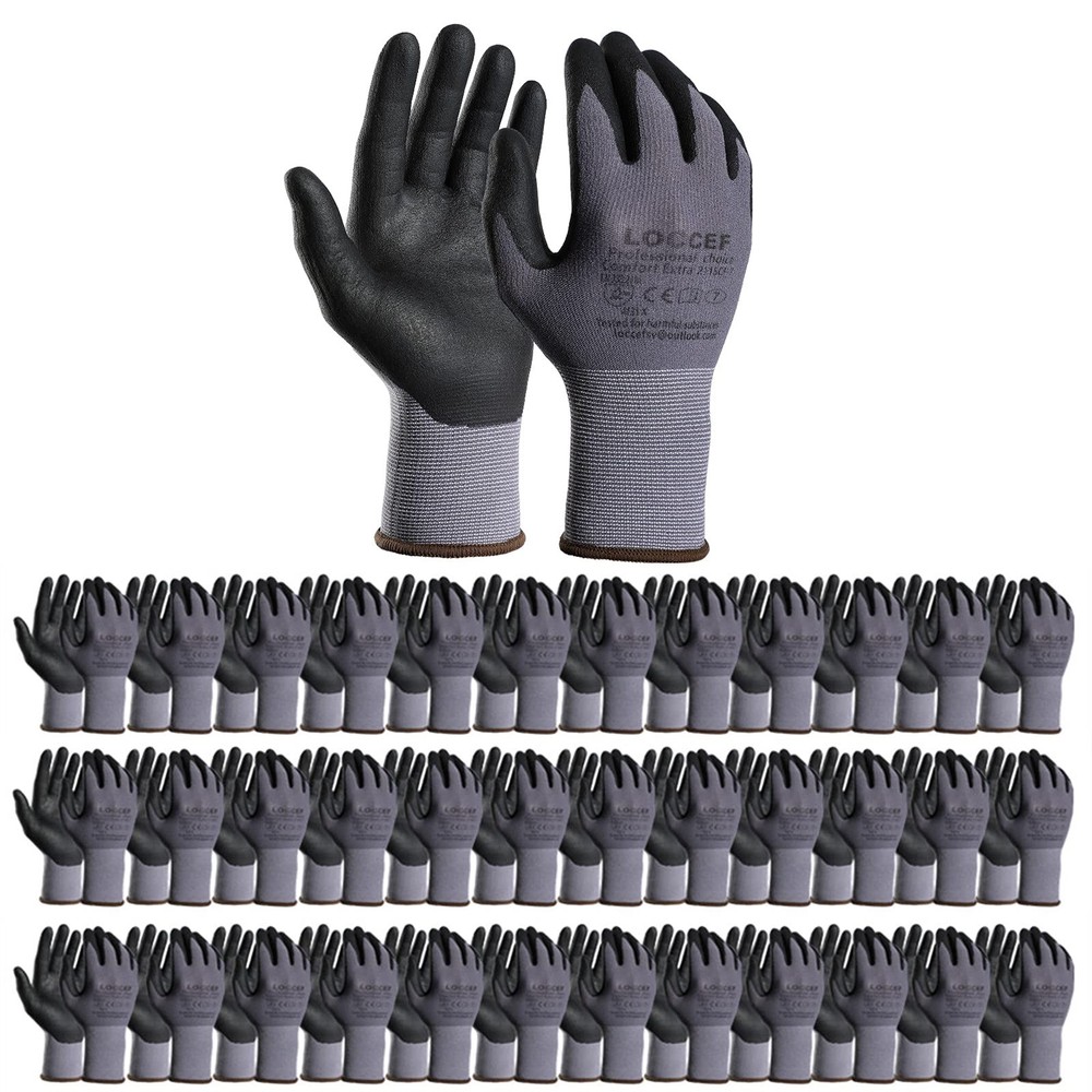 Safety Work Gloves MicroFoam Nitrile Coated-36 Pairs,Seamless Knit Nylon Glov…