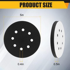 Giwiemi 4 Pack Orbital Sander Foam Pad 5 inches x 5 x 0.5 inches, Black
