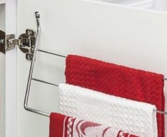 3-Tier Kitchen Cabinet Door Mount Towel Bar Holder Dishcloth Rack Bathroom Rag