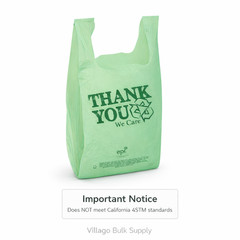 EPI Biodegradable Thank You T-Shirt Bags 11.5x6x21 Green 0.55mil 100-1000