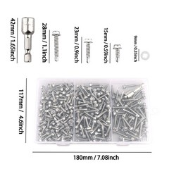 250Pcs Steel Self Drilling Tapping Screws-Hex-Washer Head Sheet Metal Assortment