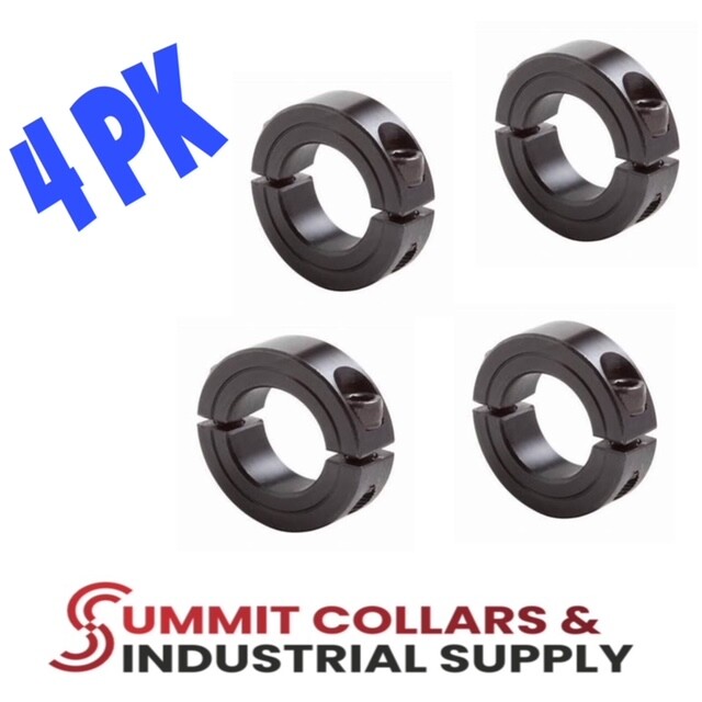 1/4” ID BORE DOUBLE SPLIT STEEL 4 PK CLAMPING SHAFT COLLAR BLACK OXIDE Free ship