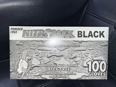 Nitromax Black Industrial Nitrile Gloves Powder Free 100 pack Size Small