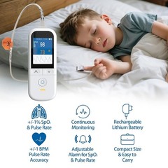 Handheld Pediatric Pulse Oximeter SpO2 Fingertip Probe Heart Rate Monitor Alarm