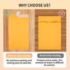 Reliable 6×9 Yellow Envelopes – 48 Count Self-Seal, Tear-Proof Kraft Design