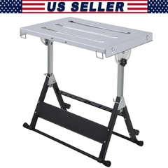 Welding Table 46″x18″ Folding Steel Workbench 1000Lbs Capacity Adjustable Height