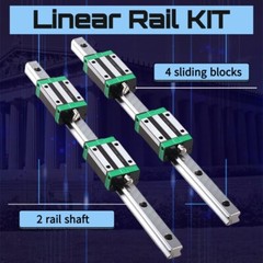 2PCS HGR20 Linear Guide Rail 200-2200mm+4PCS HGH20CA Slide Blocks CNC DIY