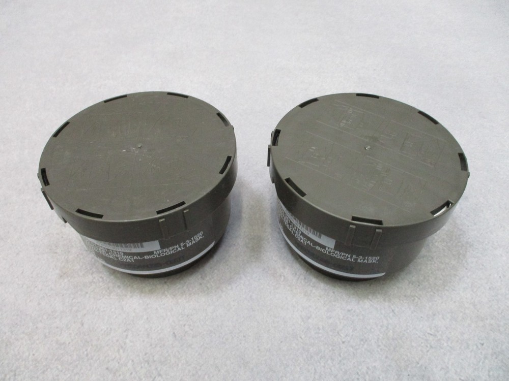 Lot of 2 USGI 40mm Gas Mask Filters C2A1 M40 NATO Threaded Canisters Sealed