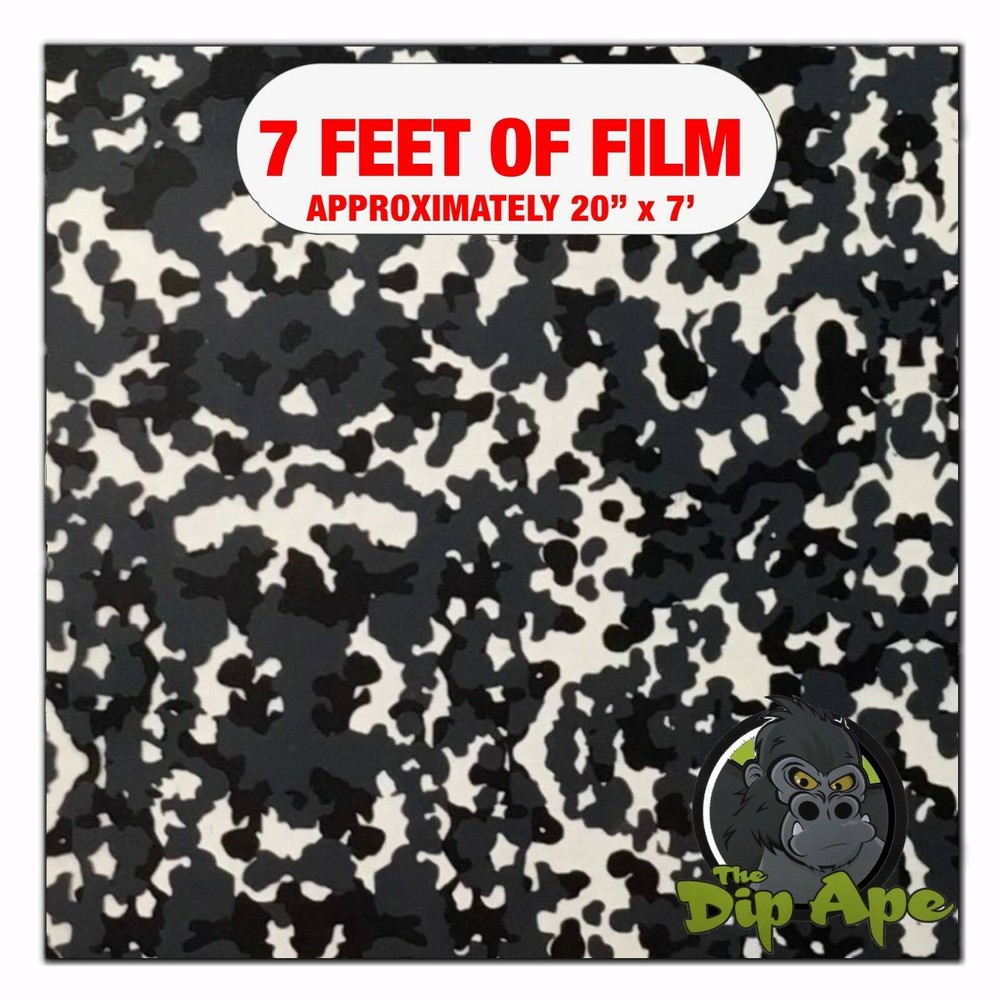 Hydrographic film Black Gray White Digital Camo hydro dipping 7′ x 20″ hydro dip