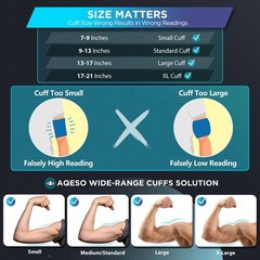 Blood Pressure Machine Upper Arm, 3 Size Cuffs, S, M/L and XL, Small 7″-9″, M…