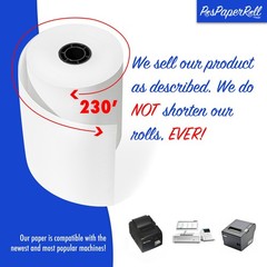 Thermal Papers Printer 3-1/8″ x 230′ (2 cases =100 Rolls) POS, Cash Register,
