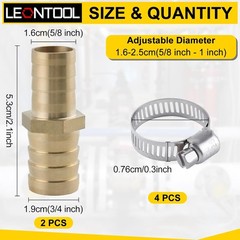 2 Pack Hose Barb Fittings Reducer, 5/8″ to 3/4″ Brass Hose Barb Reducer