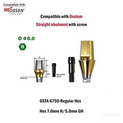 Dental Titanium Cemented straight abutment fits to Osstem Hiossen Mini Regular